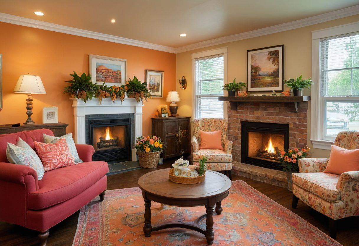 A cozy and inviting family room at Lotus Inn, showcasing colorful bunks for kids, a warm fireplace, and a view of a serene garden. Include playful decor like stuffed animals and family photos. Add a welcoming sign with 'Affordable Comfort Awaits You' subtly placed in the background. Emphasize a sense of joy and togetherness. super-realistic. vibrant colors. warm lighting.